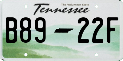 TN license plate B8922F