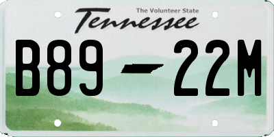 TN license plate B8922M