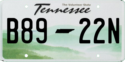 TN license plate B8922N