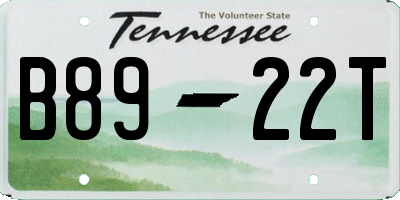 TN license plate B8922T