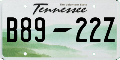TN license plate B8922Z