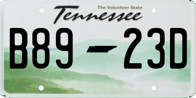 TN license plate B8923D
