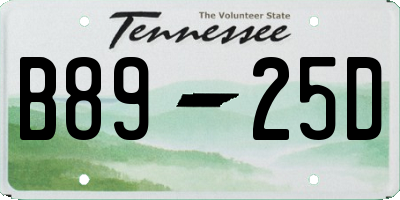 TN license plate B8925D