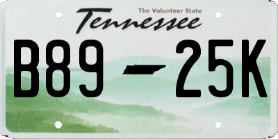 TN license plate B8925K