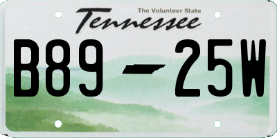 TN license plate B8925W