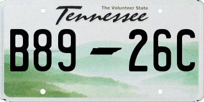 TN license plate B8926C