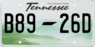 TN license plate B8926D