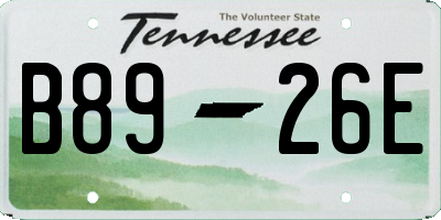 TN license plate B8926E