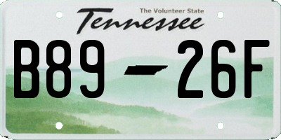 TN license plate B8926F