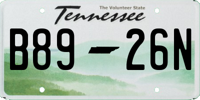 TN license plate B8926N