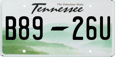 TN license plate B8926U