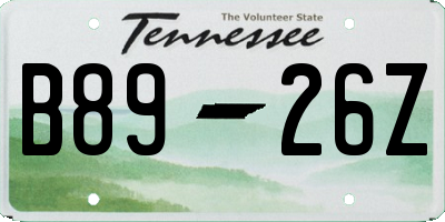 TN license plate B8926Z