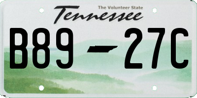 TN license plate B8927C