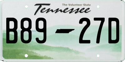 TN license plate B8927D