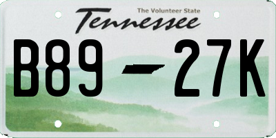 TN license plate B8927K