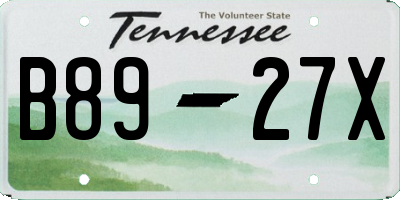 TN license plate B8927X