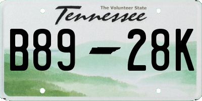 TN license plate B8928K