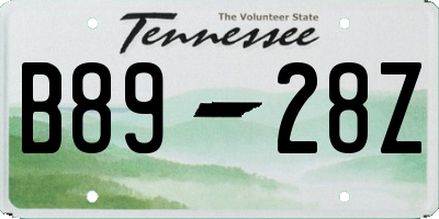 TN license plate B8928Z