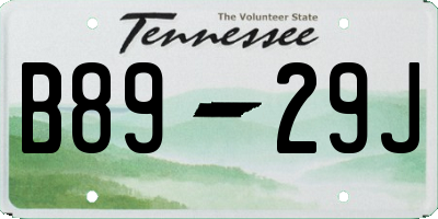 TN license plate B8929J