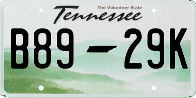 TN license plate B8929K