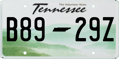 TN license plate B8929Z