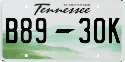 TN license plate B8930K