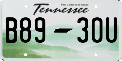 TN license plate B8930U