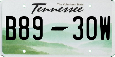 TN license plate B8930W
