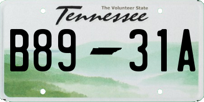 TN license plate B8931A