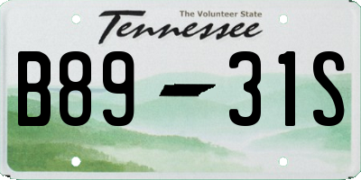 TN license plate B8931S
