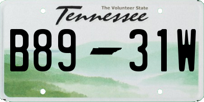 TN license plate B8931W