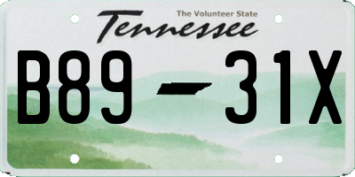 TN license plate B8931X