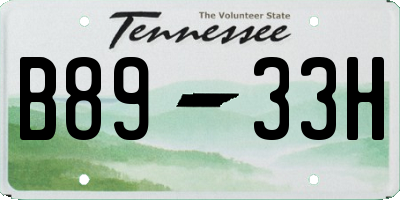 TN license plate B8933H