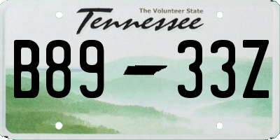 TN license plate B8933Z