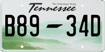 TN license plate B8934D