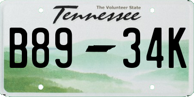TN license plate B8934K