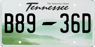 TN license plate B8936D