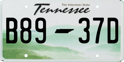 TN license plate B8937D