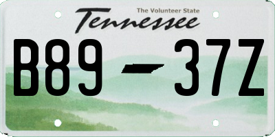 TN license plate B8937Z