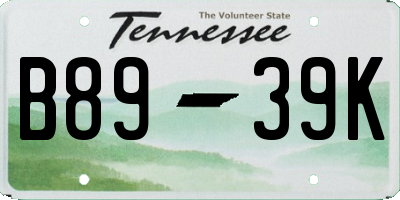 TN license plate B8939K