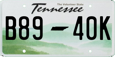 TN license plate B8940K