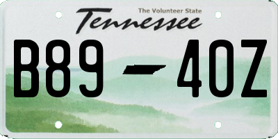 TN license plate B8940Z