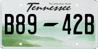 TN license plate B8942B