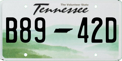 TN license plate B8942D
