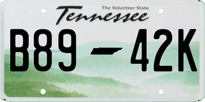 TN license plate B8942K