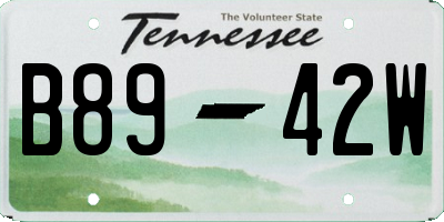 TN license plate B8942W