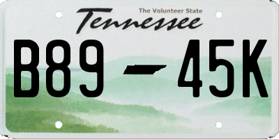 TN license plate B8945K