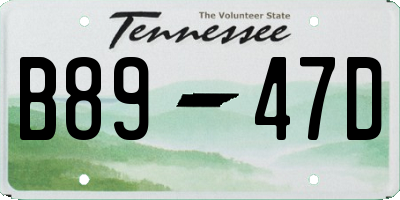 TN license plate B8947D