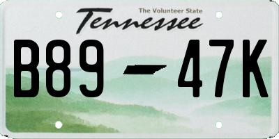 TN license plate B8947K