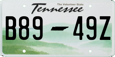 TN license plate B8949Z